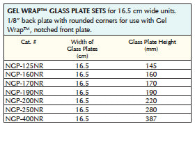 Vertical Gel Wrap™ Glass Plate Sets for use with 16.5cm wide units